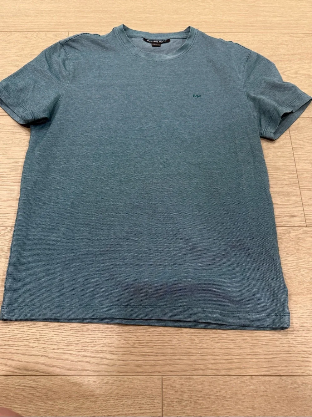 Michael Kors Green Birdseye Knit Crewneck Tee Shirt Small MK Logo